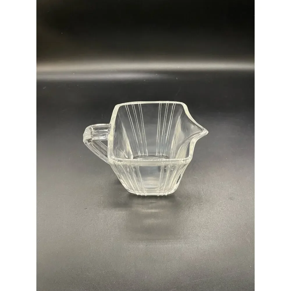 Vintage Art Deco Ribbed Square Creamer Pitcher 4